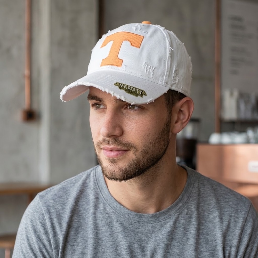 Top of the World Tennessee Vols Hat Men OS White Distressed Varsity Cap
